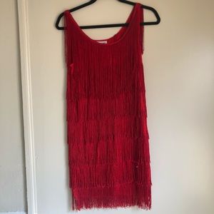 Red flapper girl costume dress